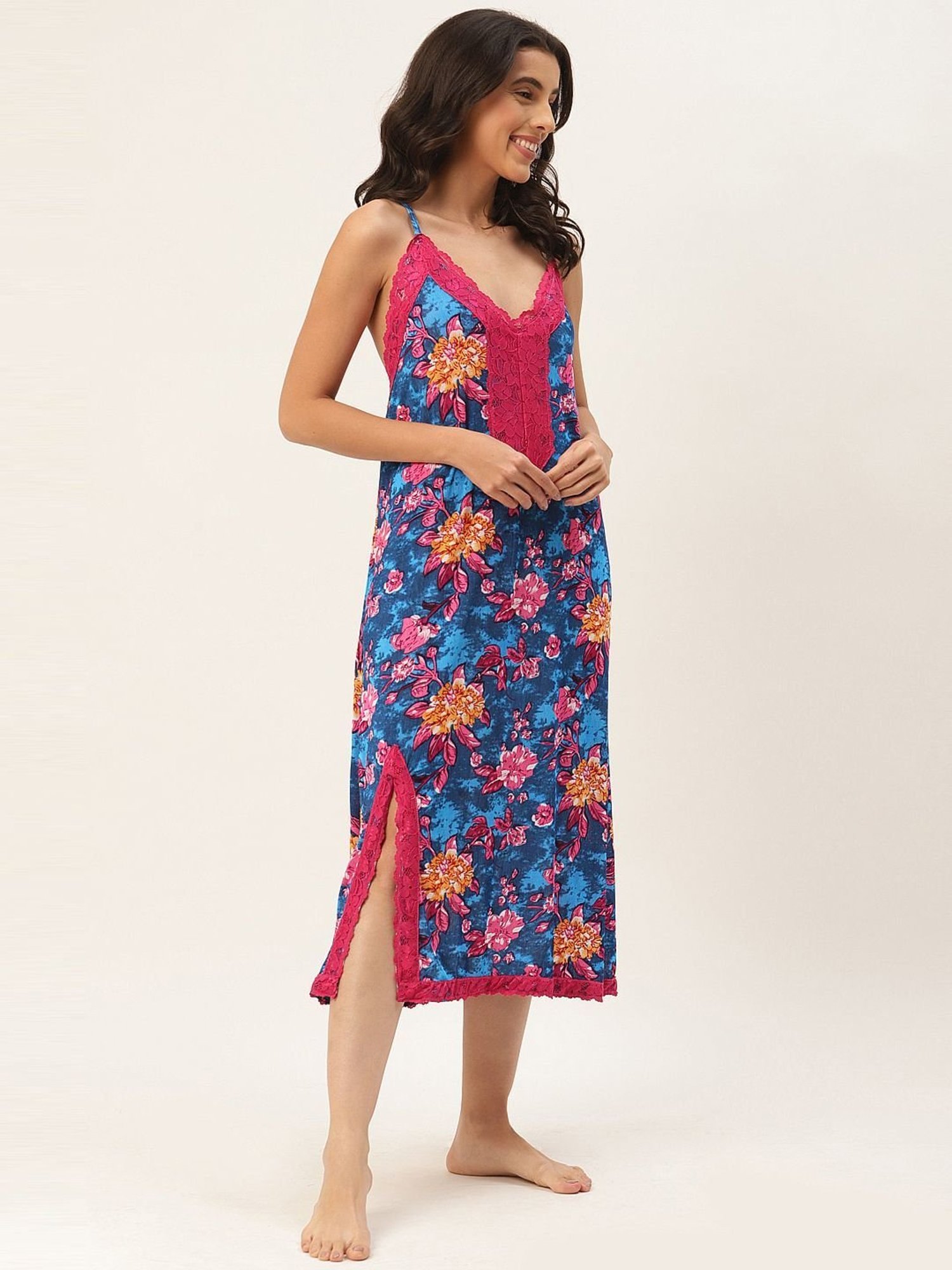 Ms.Lingies Blue Printed Nighty