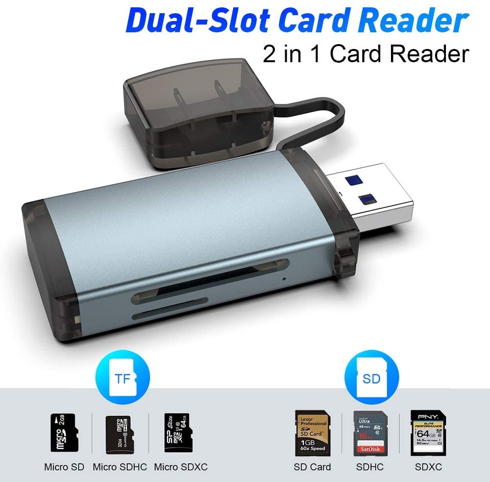 SD Card Reader, Rocketek USB C USB 3.0 Memory Card Reader, Suitable for SDXC, SDHC, SD, MMC, RS-MMC, SDXC, Micro SD, Micro SDHC Cards and Samsung, Android Smartphones MacBook, Huawei, Sony, LG