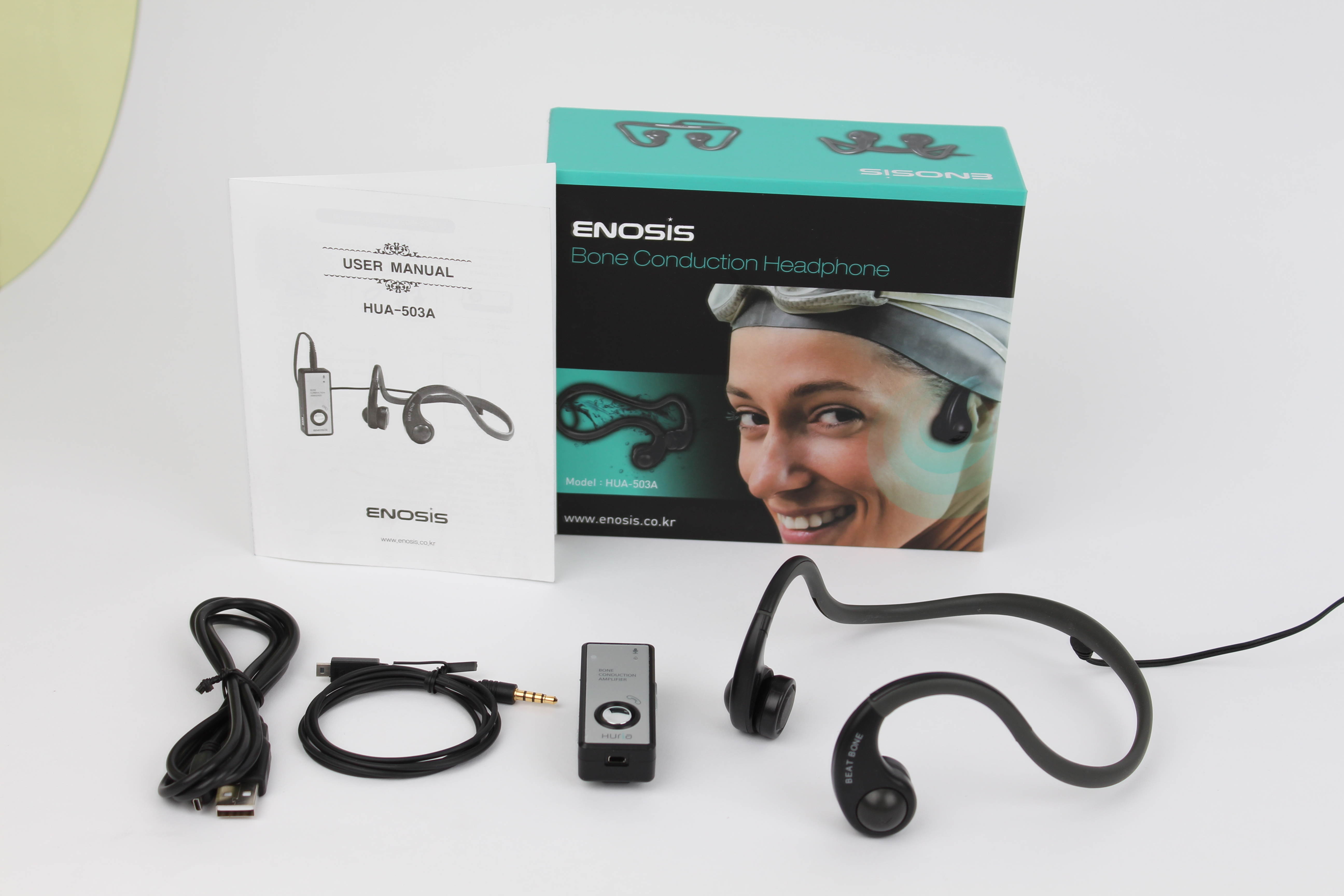 Hitrons Solutions ENO-BBLK Open Ear Bone Conduction Headphone with Amplifier, Microphone & Sports - Black