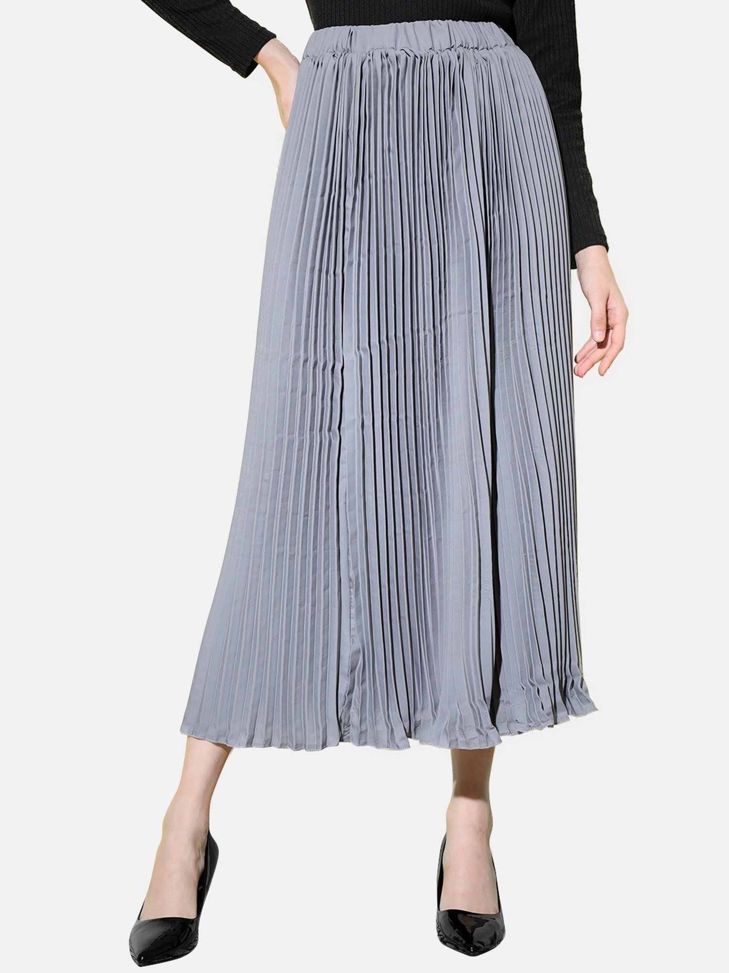 BUYNEWTREND Grey A-Line Skirt