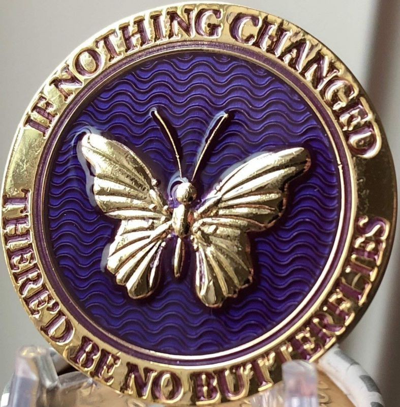 If Nothing Changed There'd Be No Butterflies Reflex Purple Gold Plated Medallion Butterfly Chip