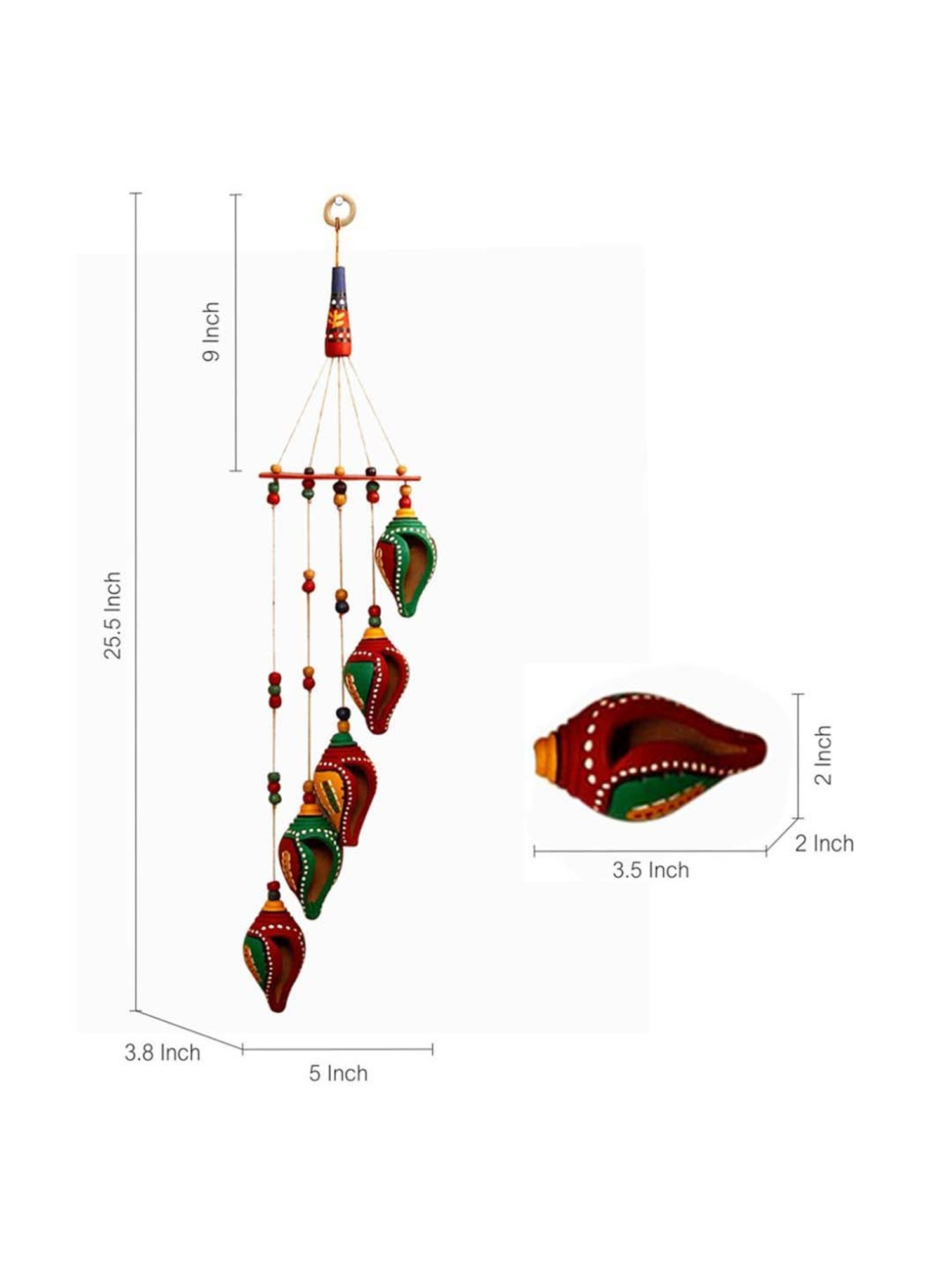 ExclusiveLane 'A Shankh Bouquet' Hand-Painted Decorative Hanging In Terracotta