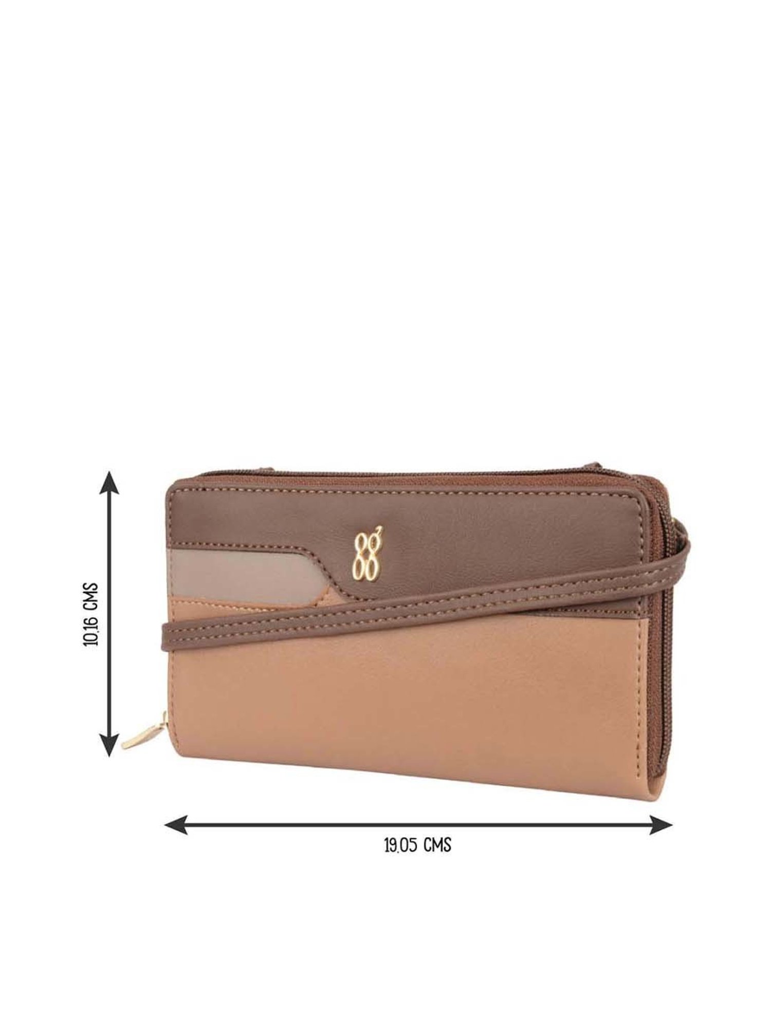 Baggit Brown Color Block Zip Around Wallet for Women