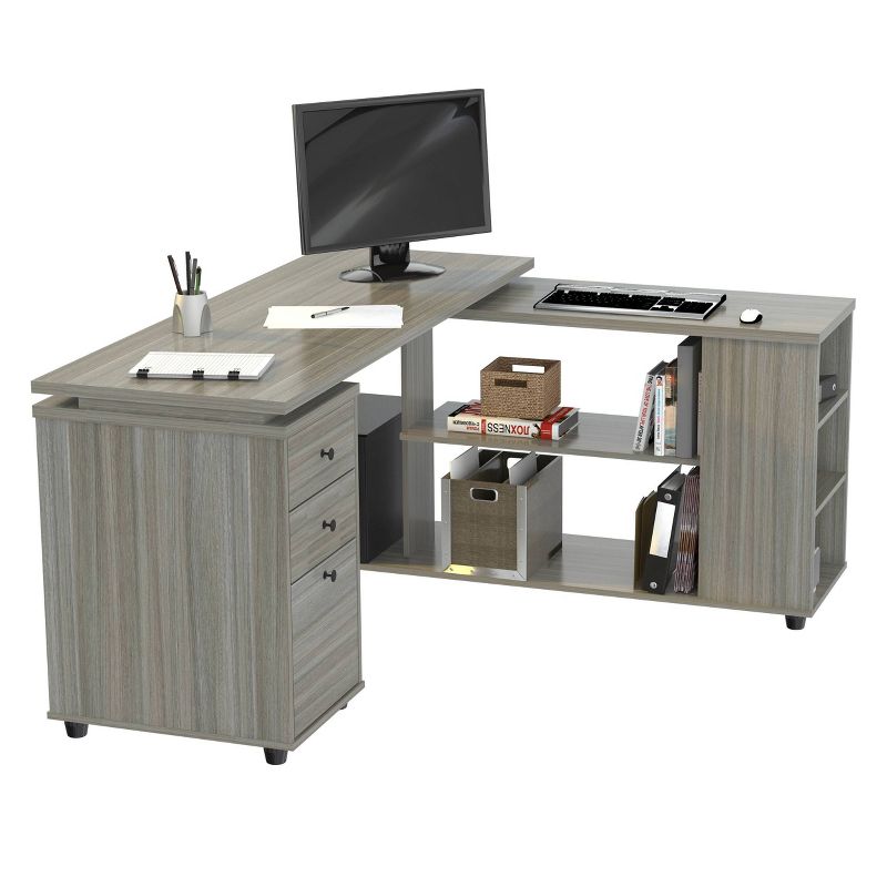 L Shaped Computer Workstation Gray - Inval