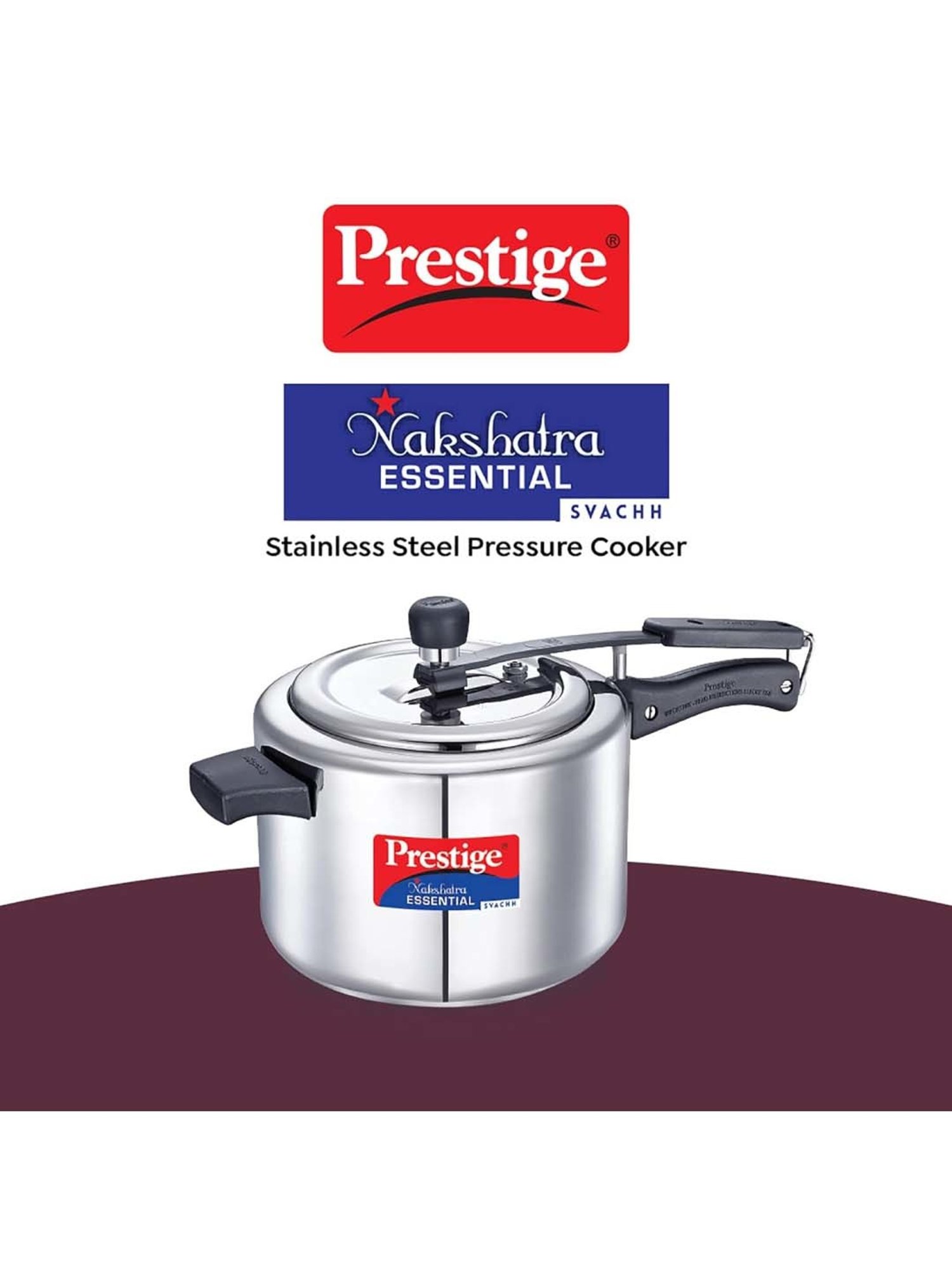 Prestige Silver Stainless Steel Nakshatra Essential Svachh Pressure Cookers (5 L)