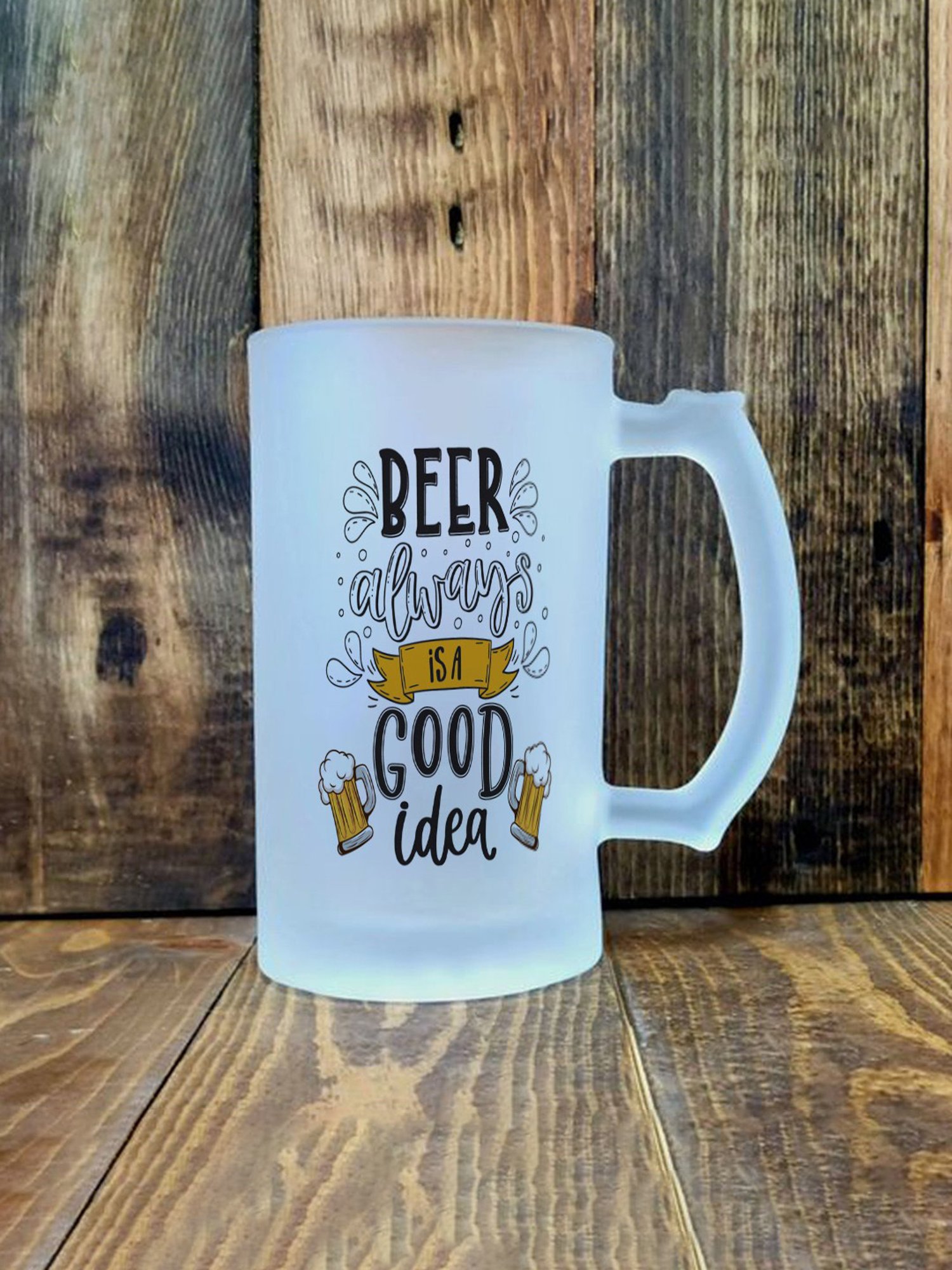 Gathari Good Idea White Glass Beer Mug