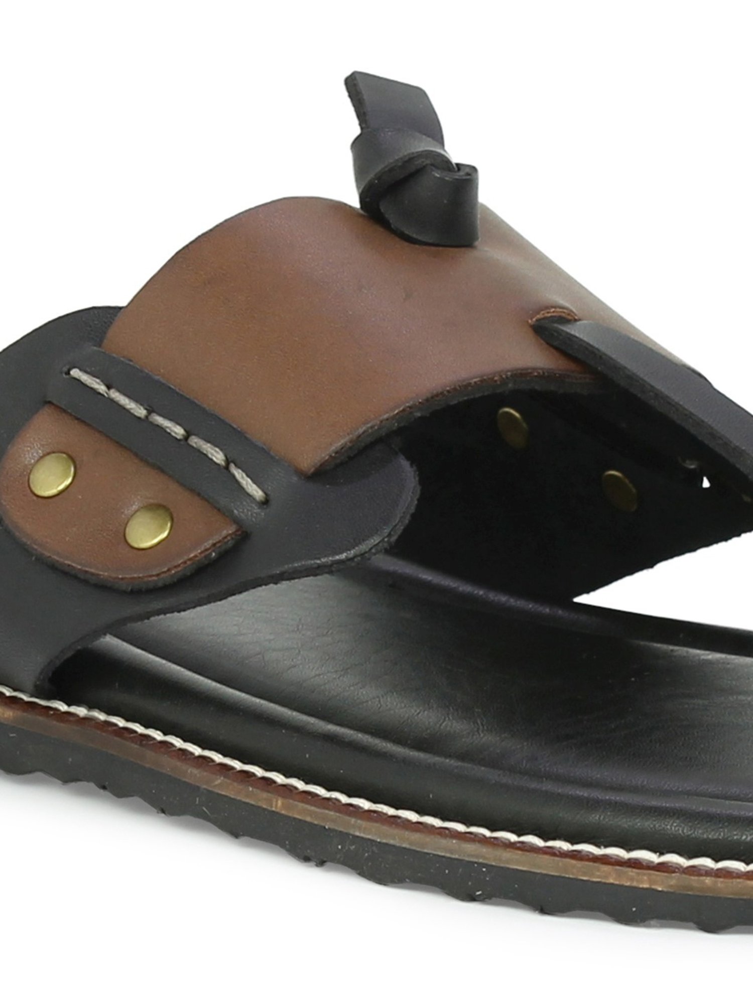 Privo by Inc.5 Men's Strapi Brown & Black Toe Ring Sandals