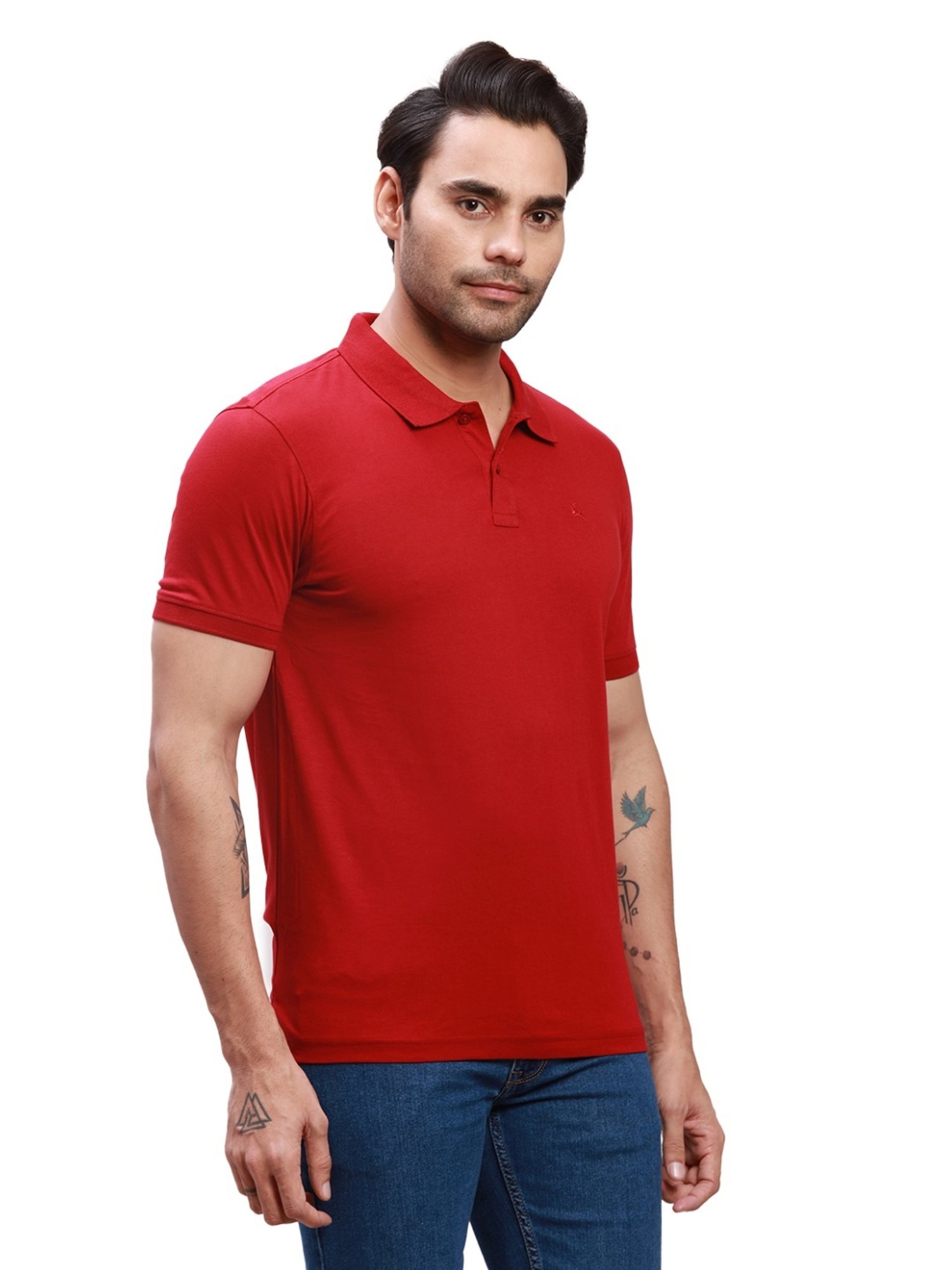 Parx Maroon Cotton Regular Fit Polo T-Shirt