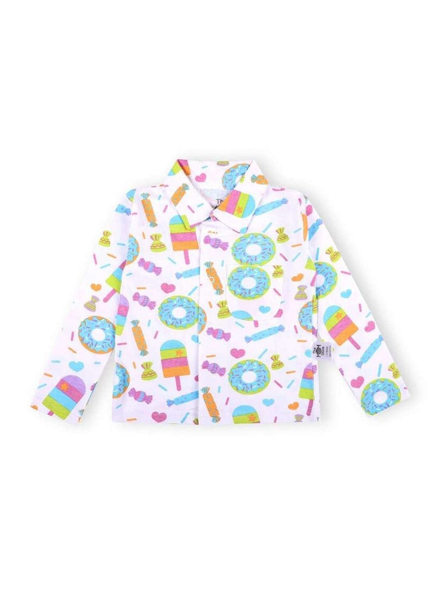 The Mom Store Boys Multicolor Cotton Printed Full Sleeves Shirt Set