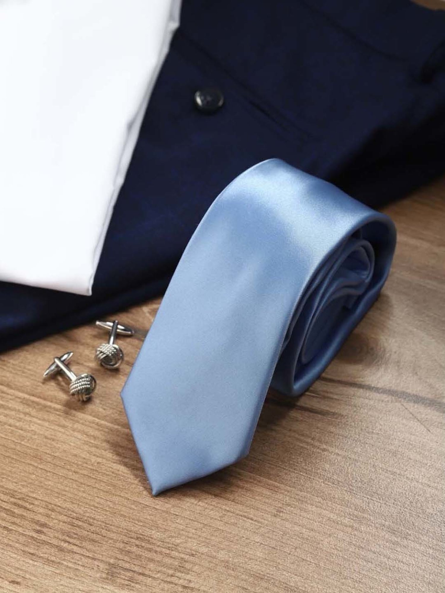 Louis Philippe Blue Solid Tie