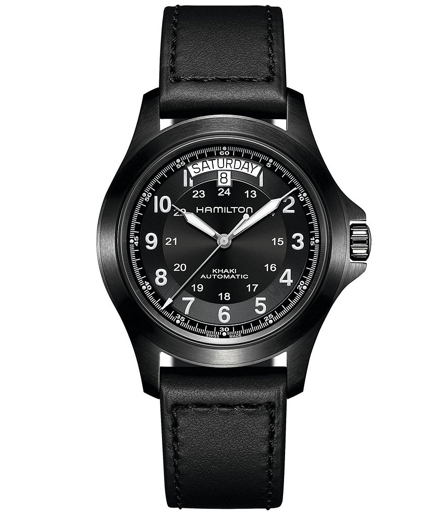 Hamilton Khaki Field King Automatic Black Leather Strap Watch