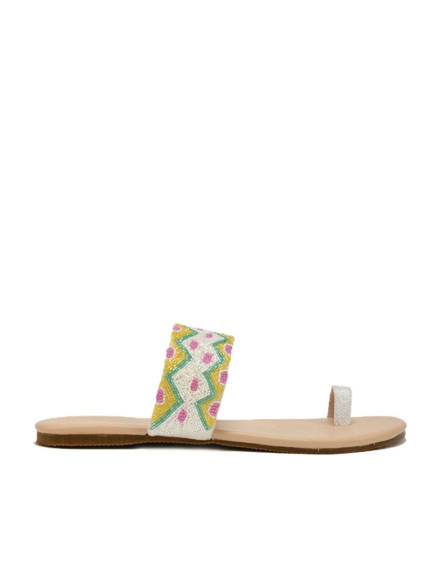 The White Pole Women's Beige Toe Ring Sandals