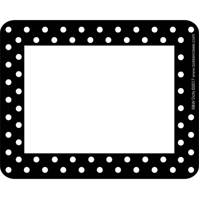 Black & White Dots Name Tag, Bulletin Board Signs and Name Plate Set - Barker Creek
