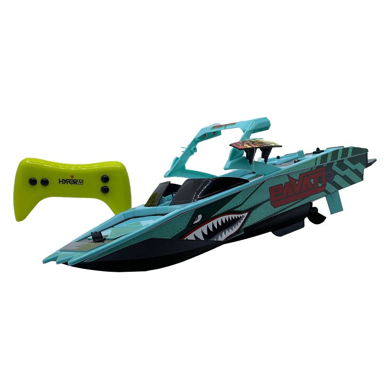 Hyper 1:18 Scale RC Pavati Wakeboard Boat - Lake Blue with Shark Mouth Graphics