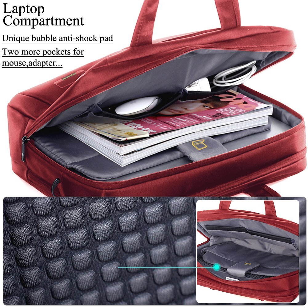 BRINCH(TM) Laptop Bag , 15.6 inch Nylon Waterproof Roomy Stylish Laptop Shoulder Messenger Bag Handle Bag Tablet Briefcase For 15-15.6 Inch Laptop/Tablet/Macbook/Notebook,Red