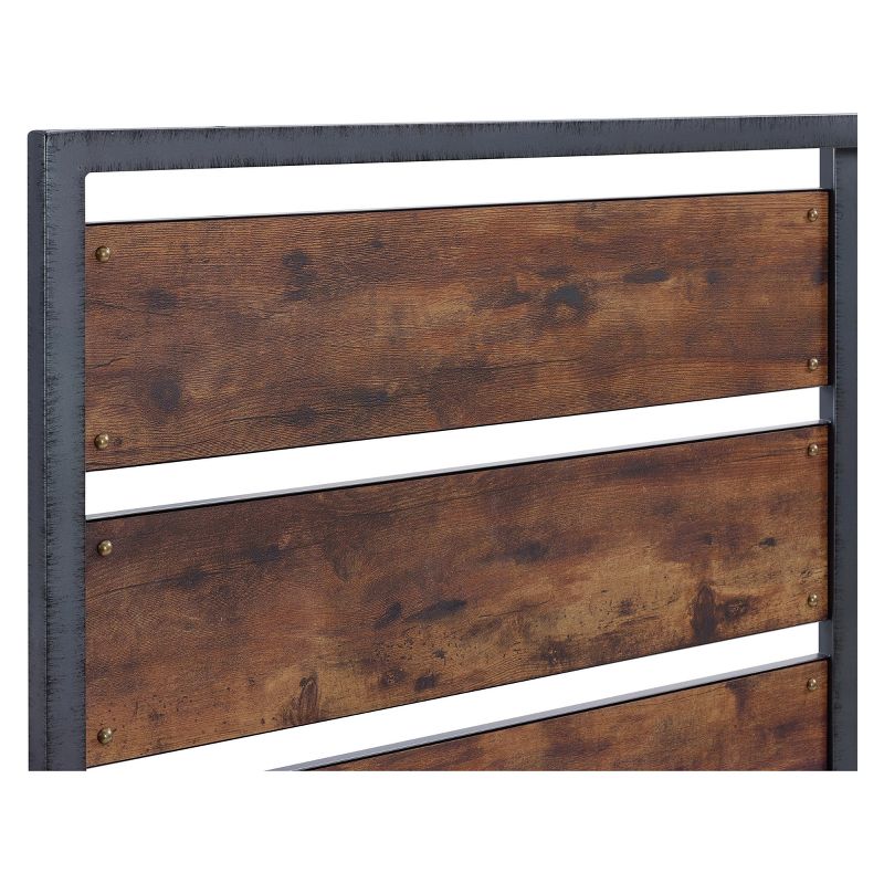 Queen Size Metal and Wood Panel Headboard Brown - Saracina Home