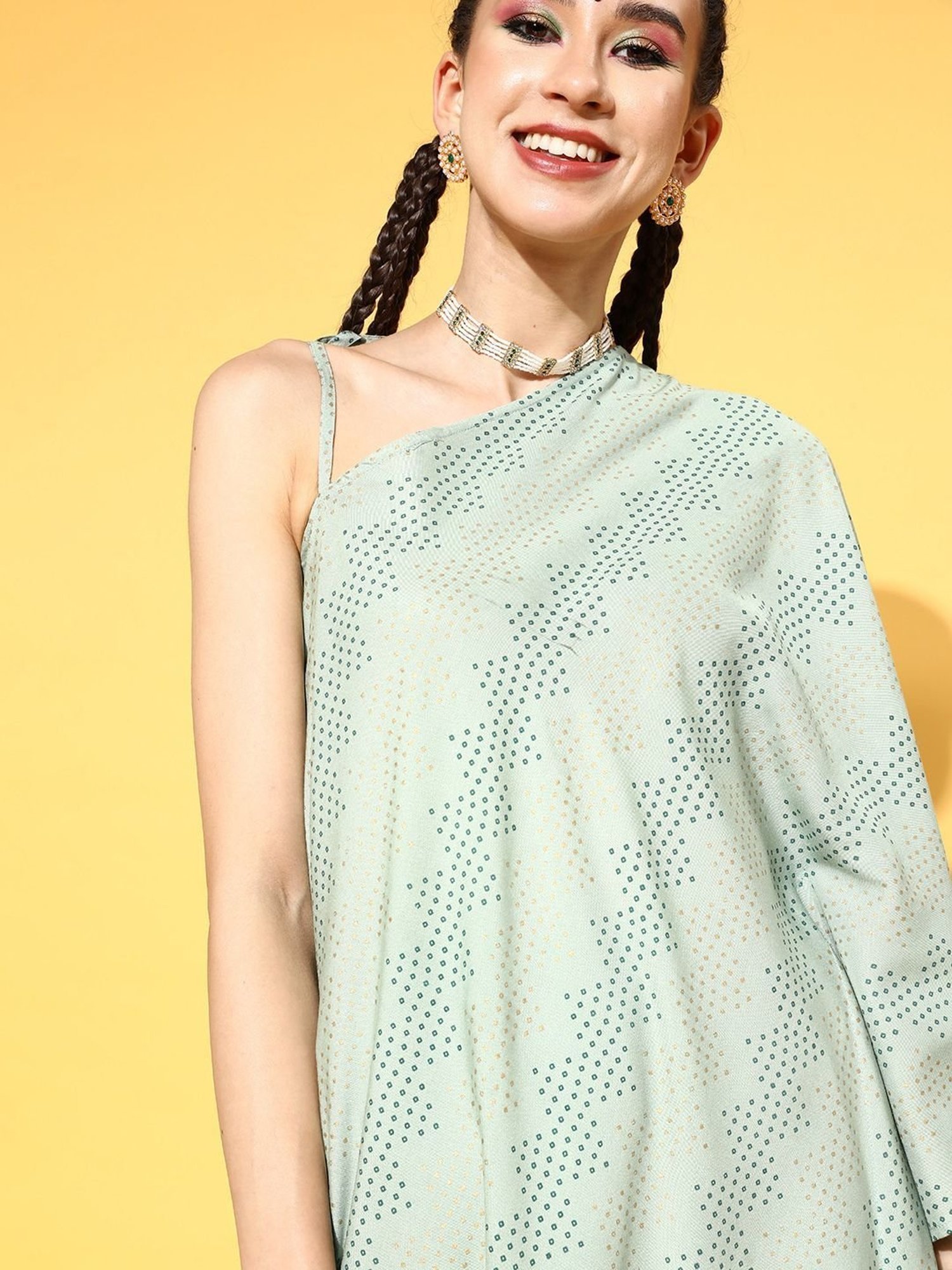 Stylum Green Bandhani Print Kurta Palazzo Set