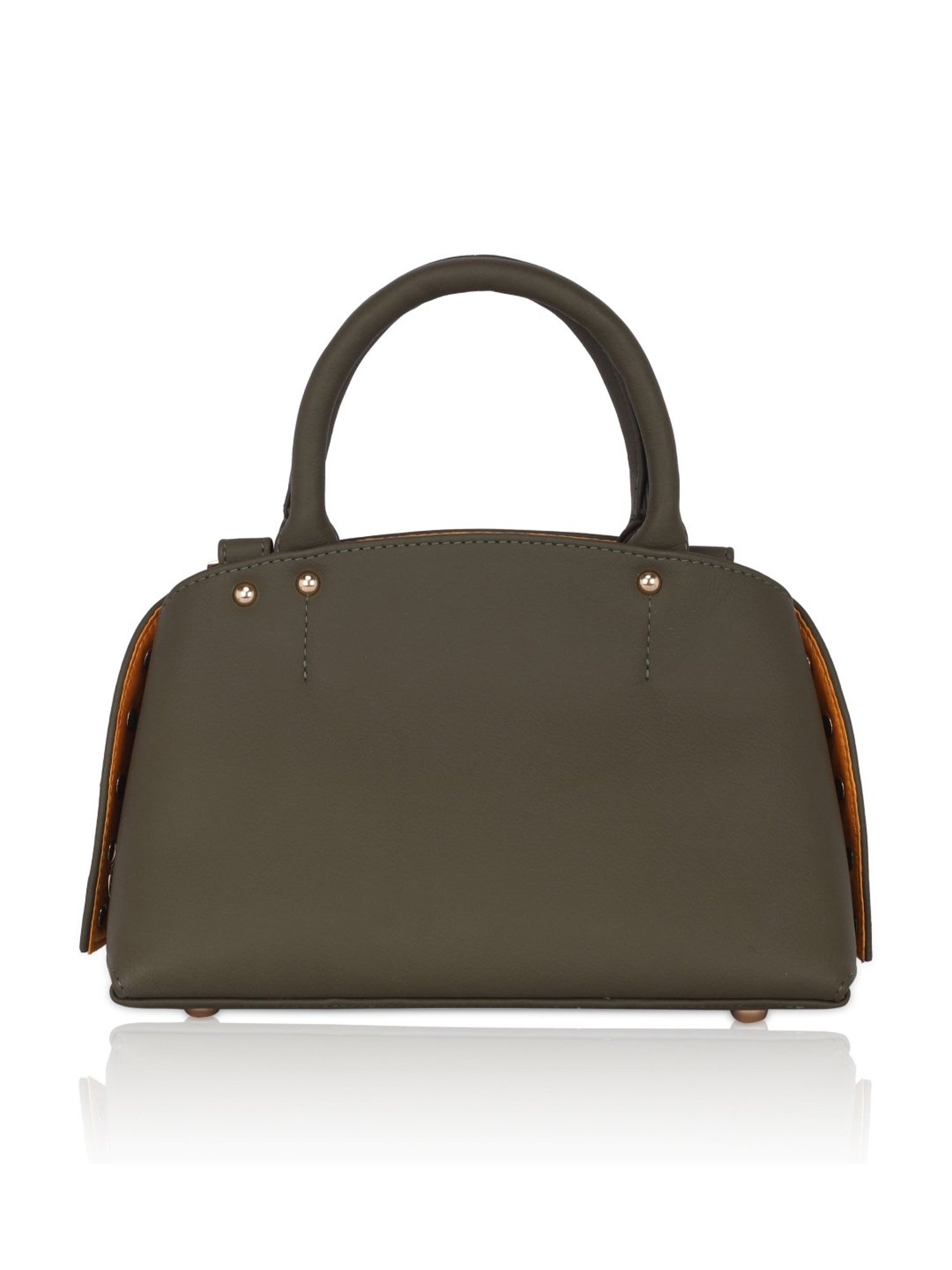 Eume Marigold Olive Leather Satchel Handbag