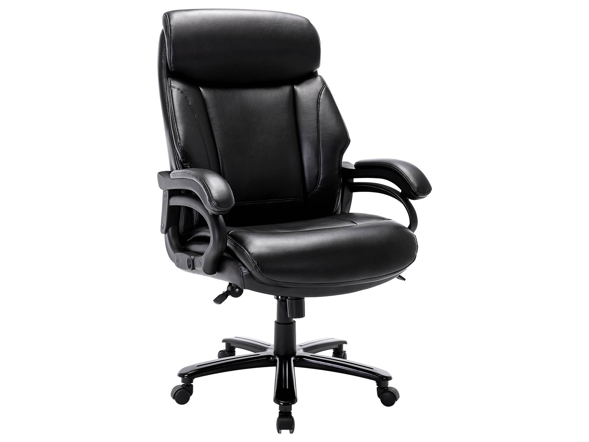 High Back Big & Tall 400lb Ergonomic Bonded Leather Office Chair - Executive Desk Computer Swivel Chair - Heavy Duty Metal Base, Adjustable Tilt Angle with Lumbar Support