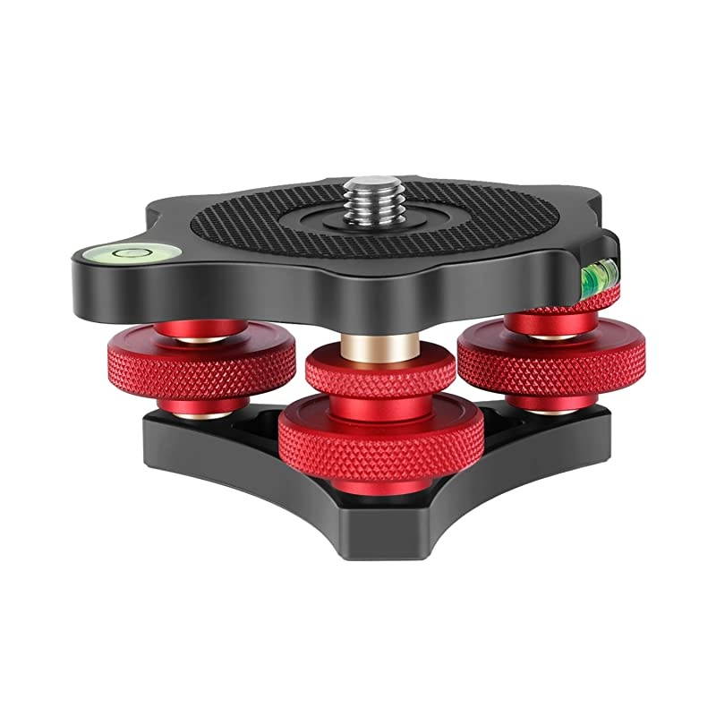 Photography Tripod Leveler TriWheel Leveling Base with Bubble Level and 38 inch Screw 3 Dials with +5 Degree Precision Adjustment Aluminum Alloy Construction