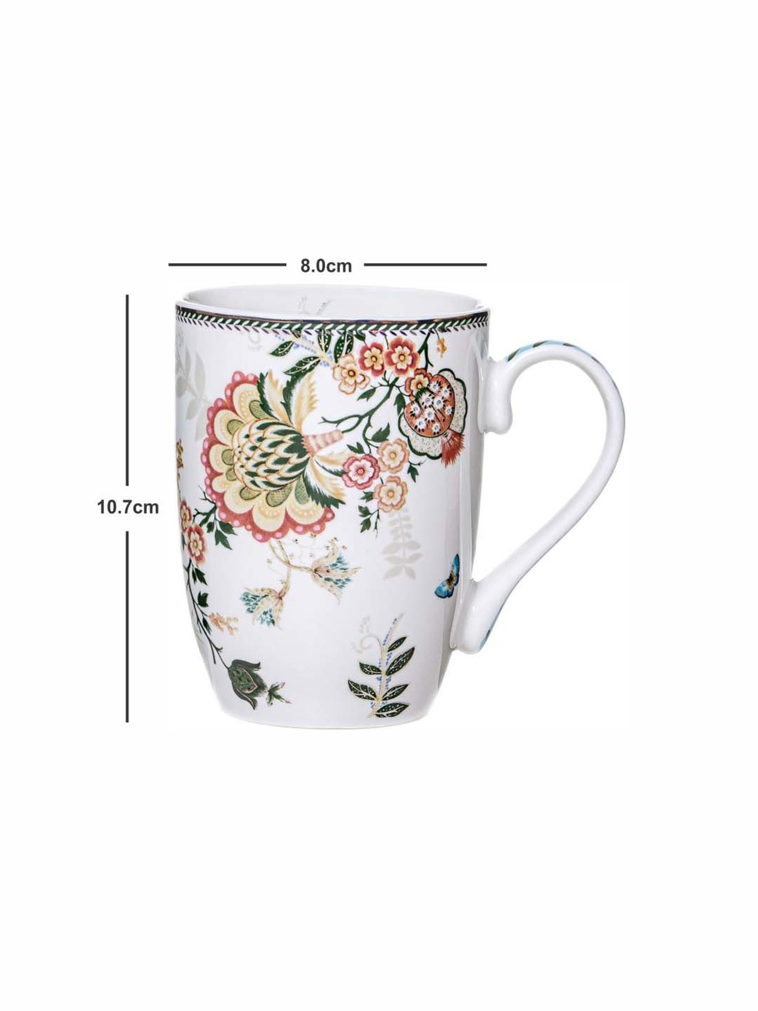 White Gold White Porcelain Large Coffee Mug (0.32 L) - Set of 2