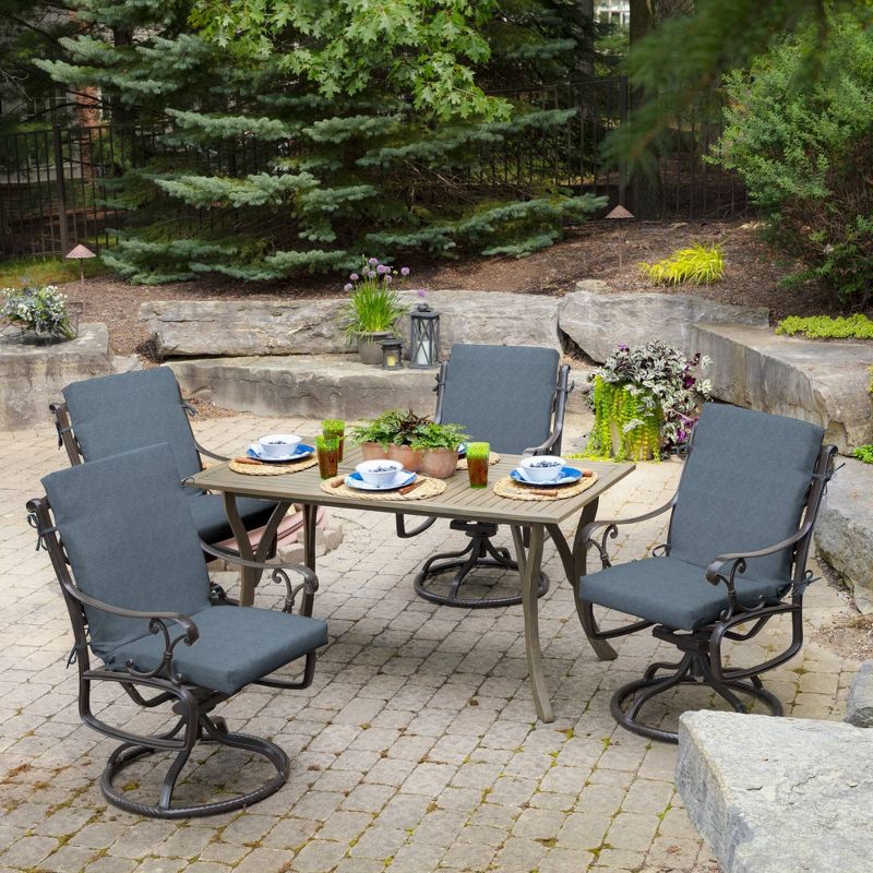 Arden Selections Alair Texture Outdoor High Back Dining Chair Cushion Denim