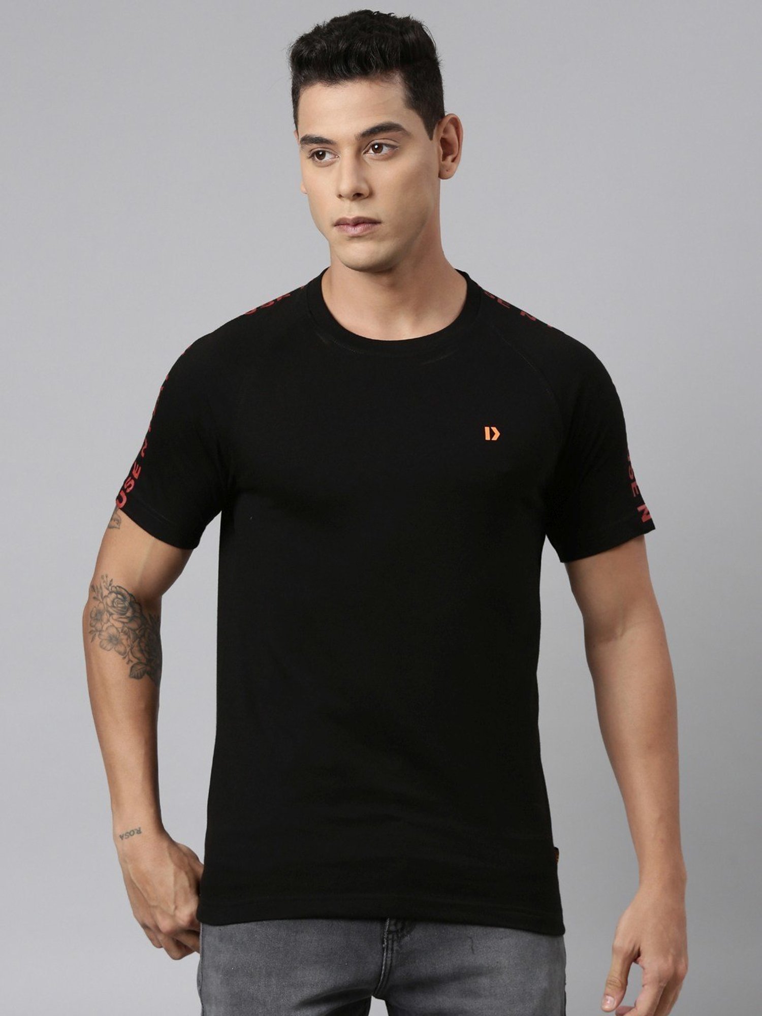 Dixcy Scott Maximus Black Cotton Regular Fit T-Shirt