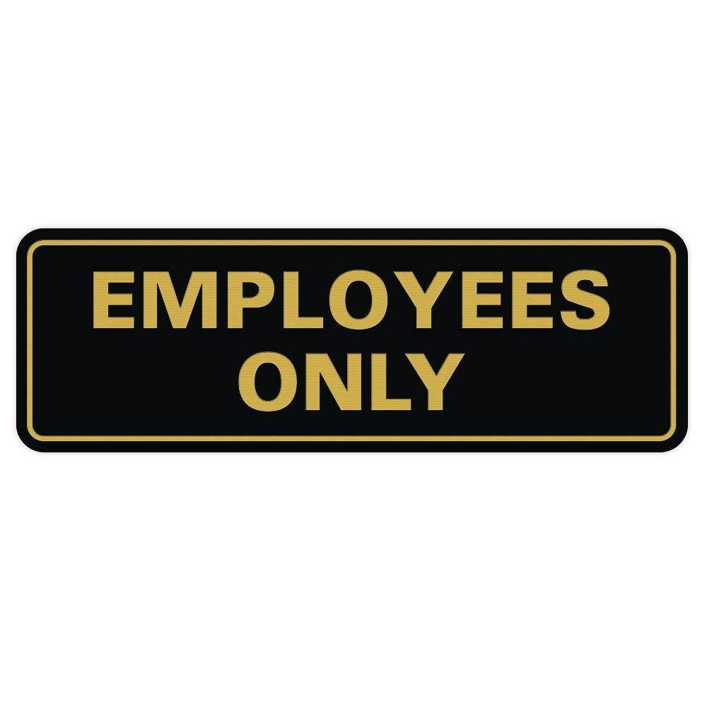 Standard EMPLOYEES ONLY Sign - Black / Gold Small
