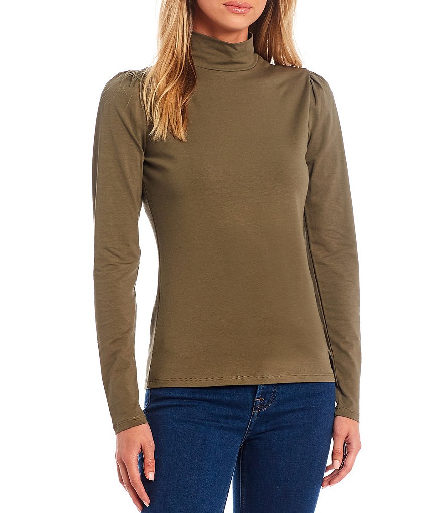 A Loves A Nicole Turtleneck Puff Long Sleeve Jersey Knit Top
