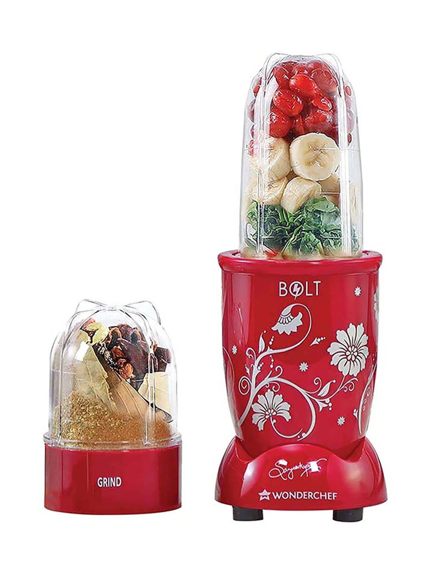 Wonderchef Nutri-Blend Bolt 600W 2 Jars Mixer Grinders Blender (Red)