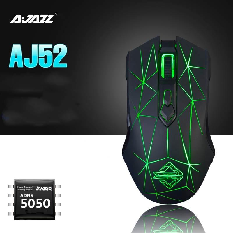 Ajazz AJ52 Watcher RGB Backlit Ergonomic Gaming Mouse, 2500 DPI A5050 7 Programmable Buttons Wired Gaming Mice for Windows Mac OS Linux, Competitor White Star