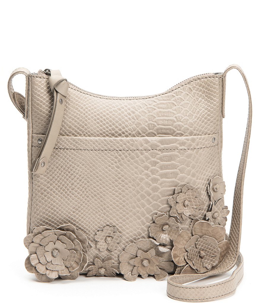 Frye Melissa Floral Swingpack Snake Embossed Leather Crossbody Bag