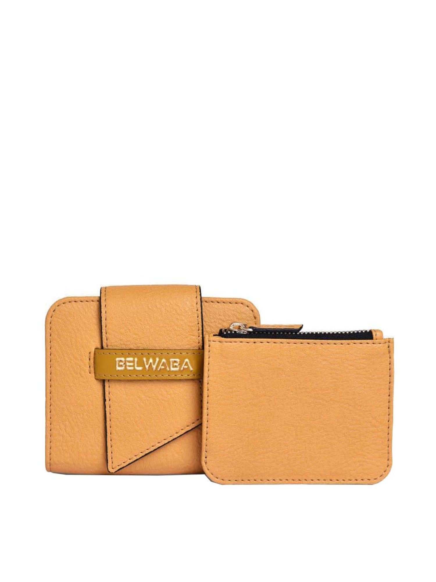 BELWABA Yellow Textured Bi-Fold Wallet for Women