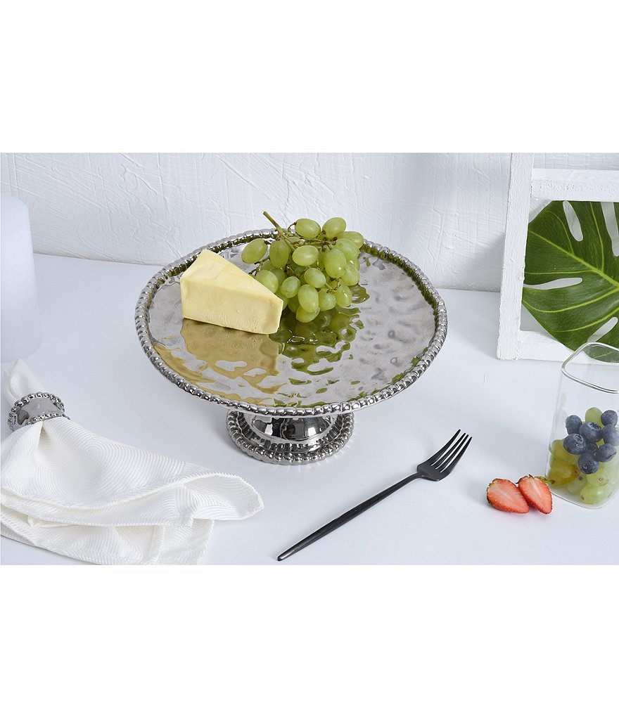 Pampa Bay Verona Porcelain Silver Round Cake Plate
