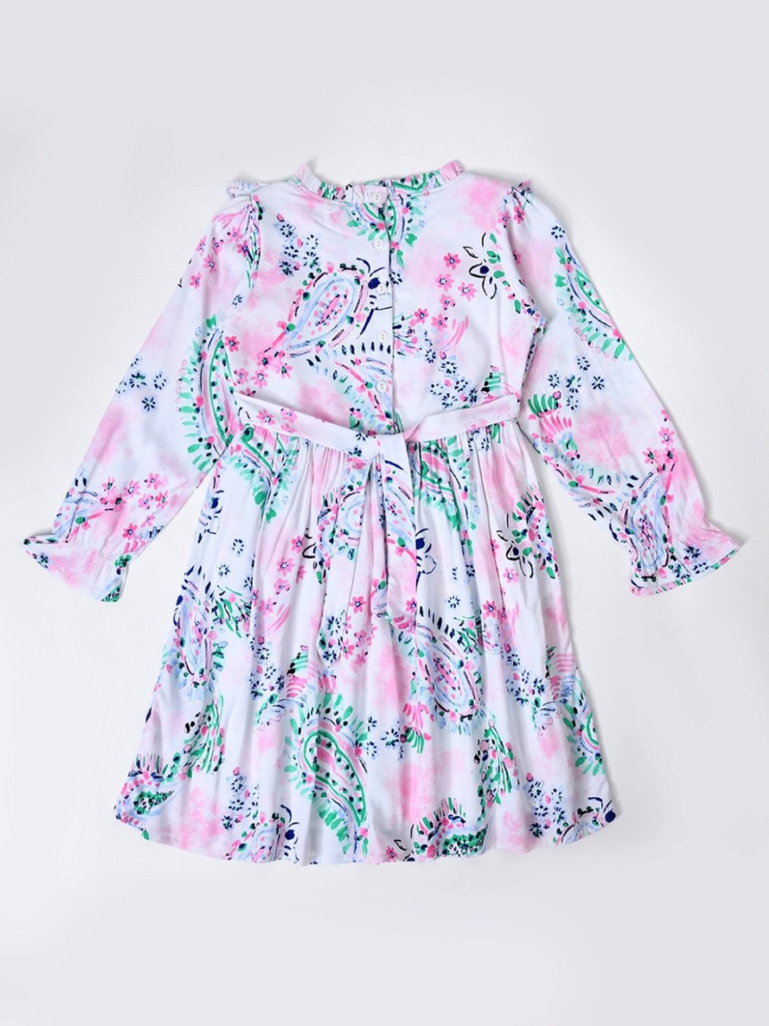 Bella Moda Kids White Printed Full Sleeves Fit & Flare Dress