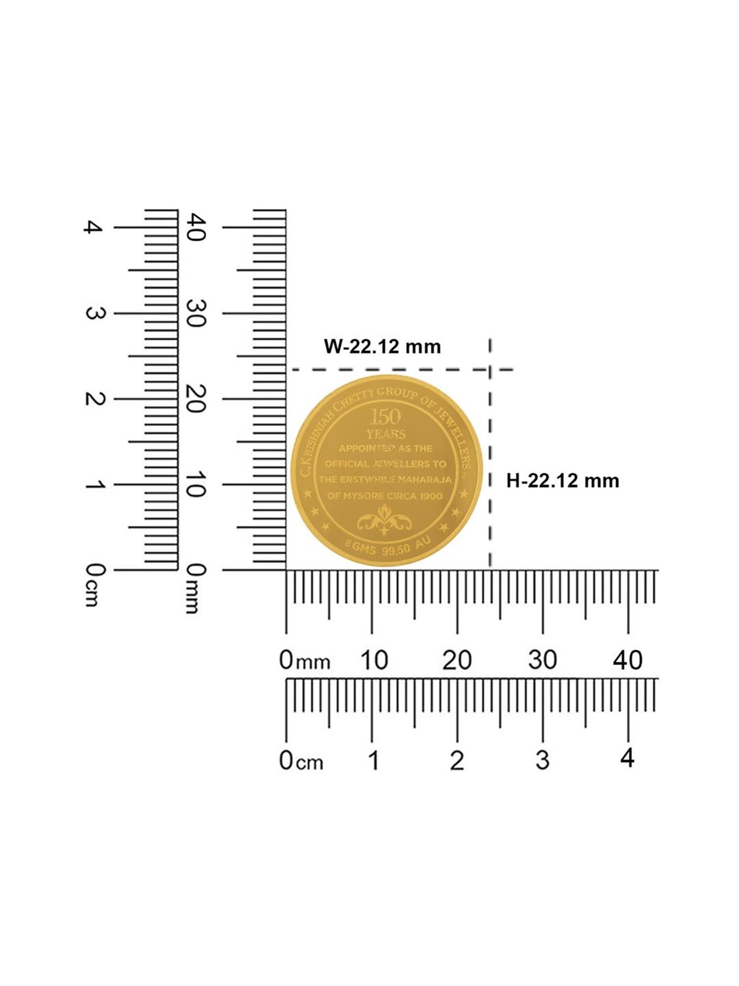 P.C. Chandra Jewellers Pooja Kalash-Inscribed 24k (999) 0.05gm Yellow Gold Foil Coin