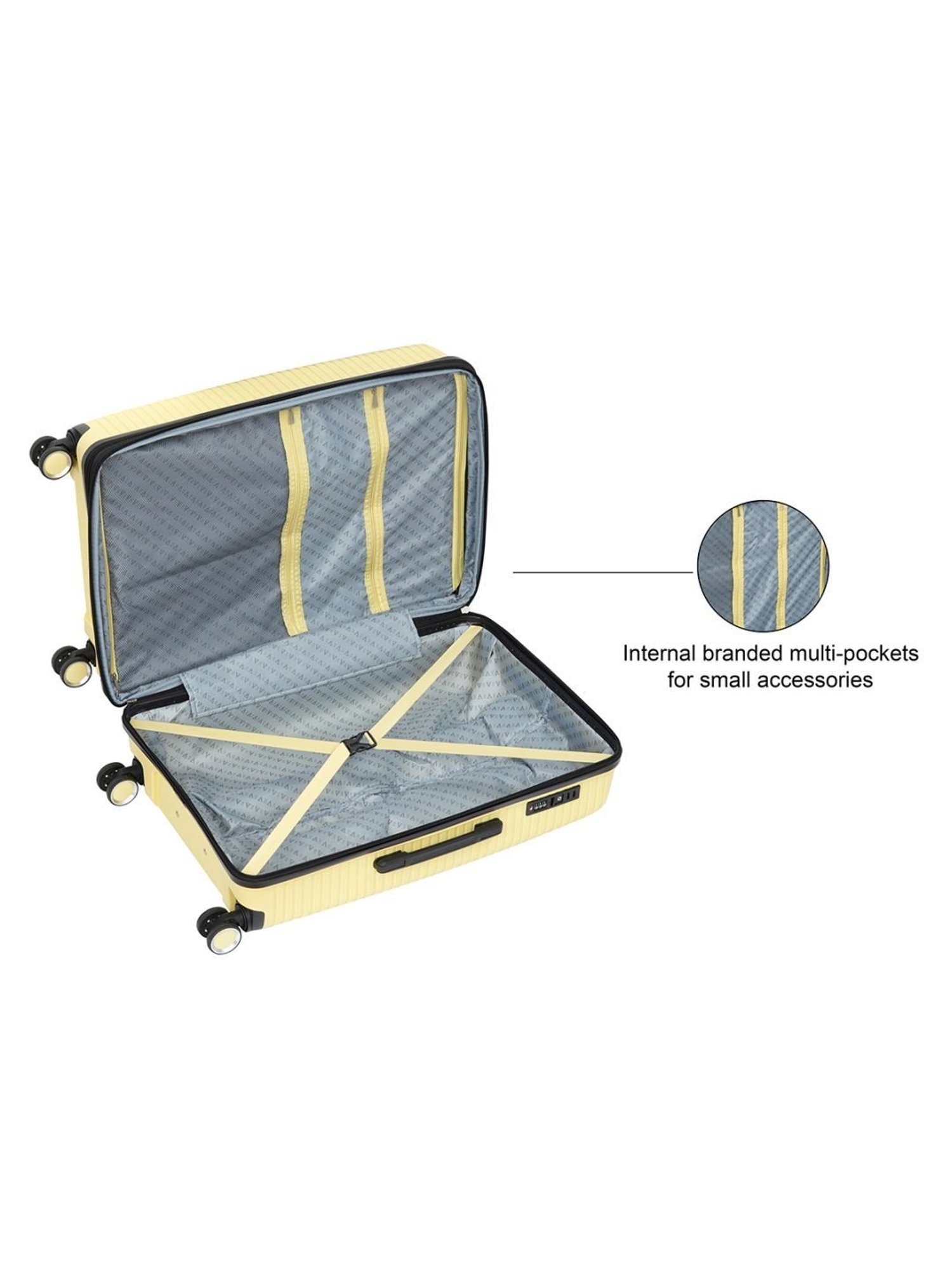 The Vertical Stellar Yellow Wheels 8 Large Hard Cabin Trolley Bag