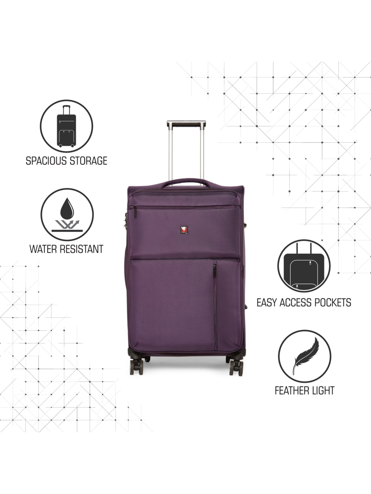 Swiss Brand Locarno Purple Large Soft Trolley Bag - 28 cm
