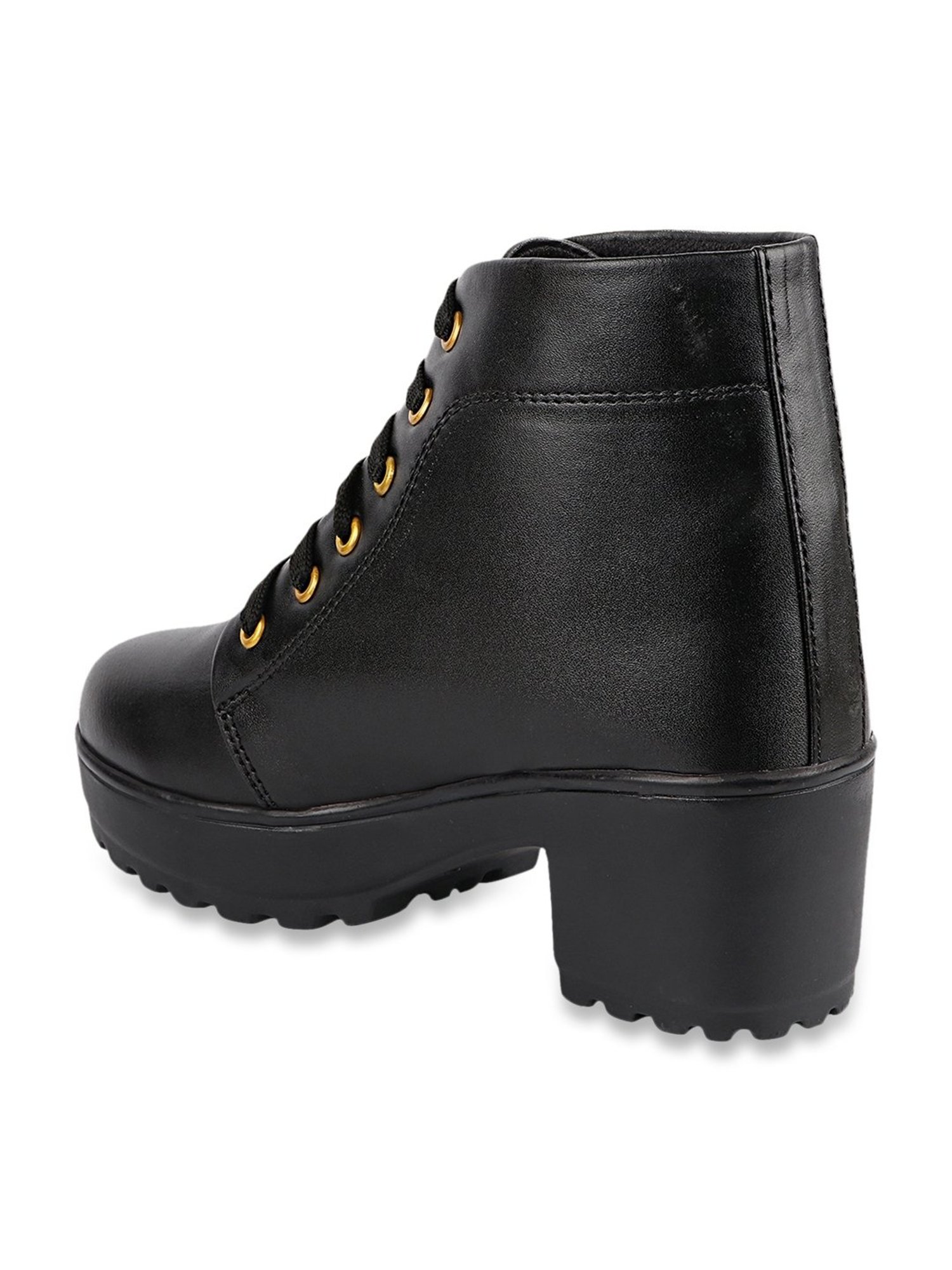 Shoetopia Women's Black Derby Boots