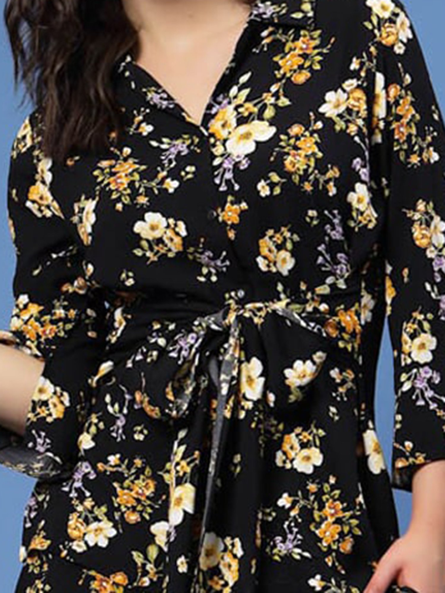 Melon by PlusS Black Floral Print Top With Trousers