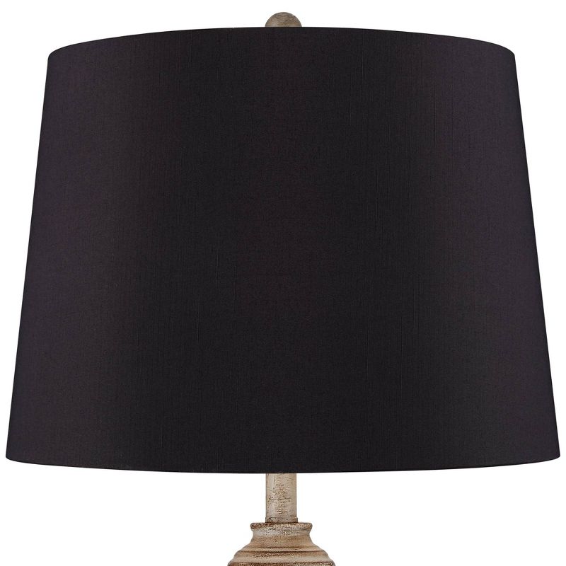 360 Lighting Lynn Beige Wood Buffet Black Shade Table Lamps Set of 2