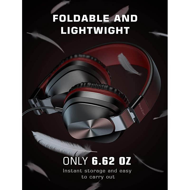 OnEar Headphones with Microphone Lightweight Folding Stereo Bass Headphones with 15M Tangle Free Cord Portable Wired Headphones for Smartphone Tablet Laptop Computer MP34