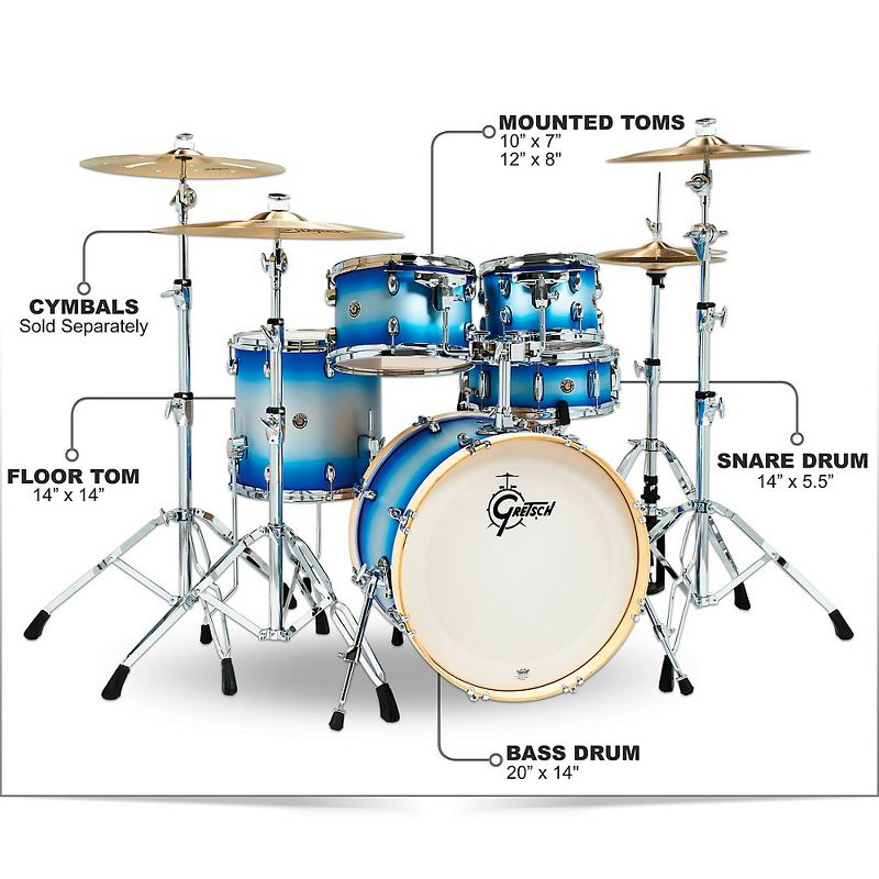 Gretsch Drums Catalina Special Edition Birch 5-Piece Shell Pack with 20" Bass Drum Blue Silver Duco