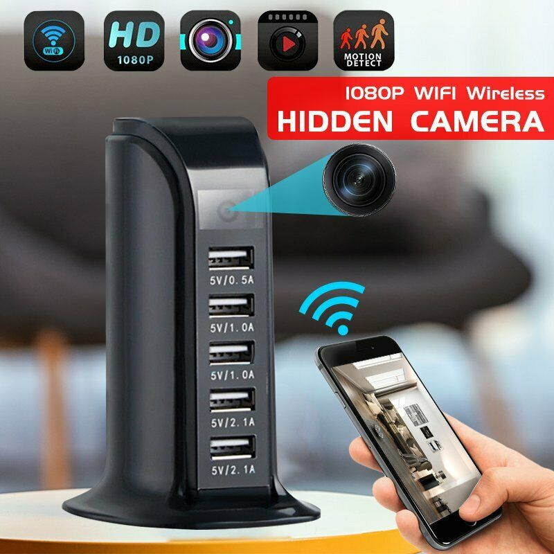 1080P WIFI Socket Charger Spy1&middot; Hidden Camera Video Recorder 5 USB Nanny Cam DVR