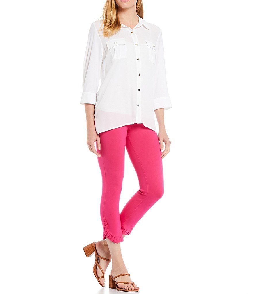 Slim Factor By Investments Ponte Ruffle Hem Capri