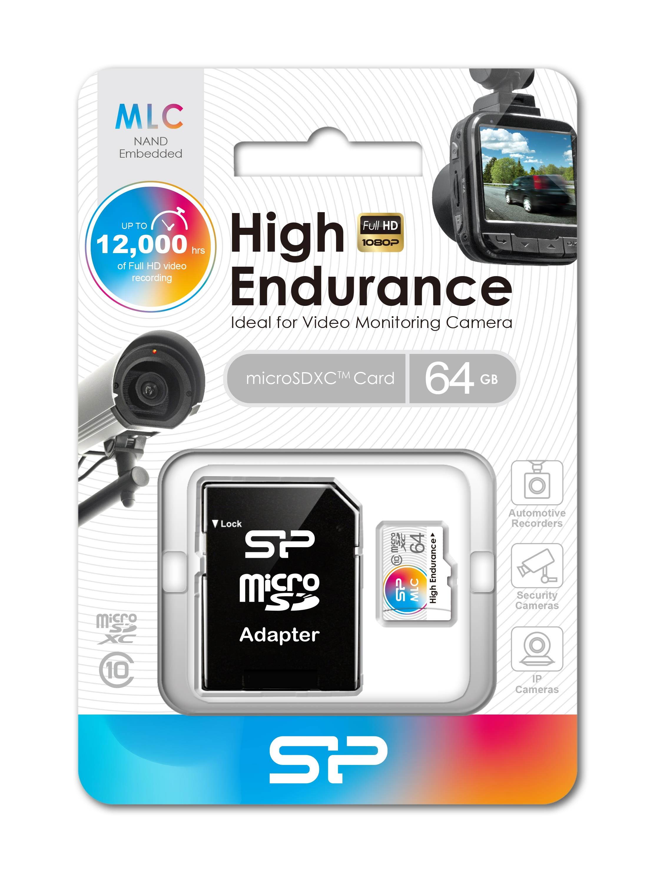 Silicon Power 64GB High Endurance microSDXC CL10 MLC Memory Card Model SP064GBSTXIU3V10S