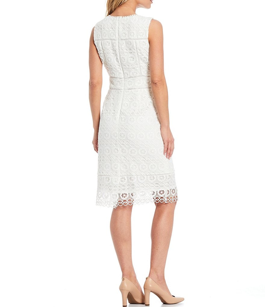 Preston & York Savannah Lace Jewel Neck Sleeveless Sheath Dress