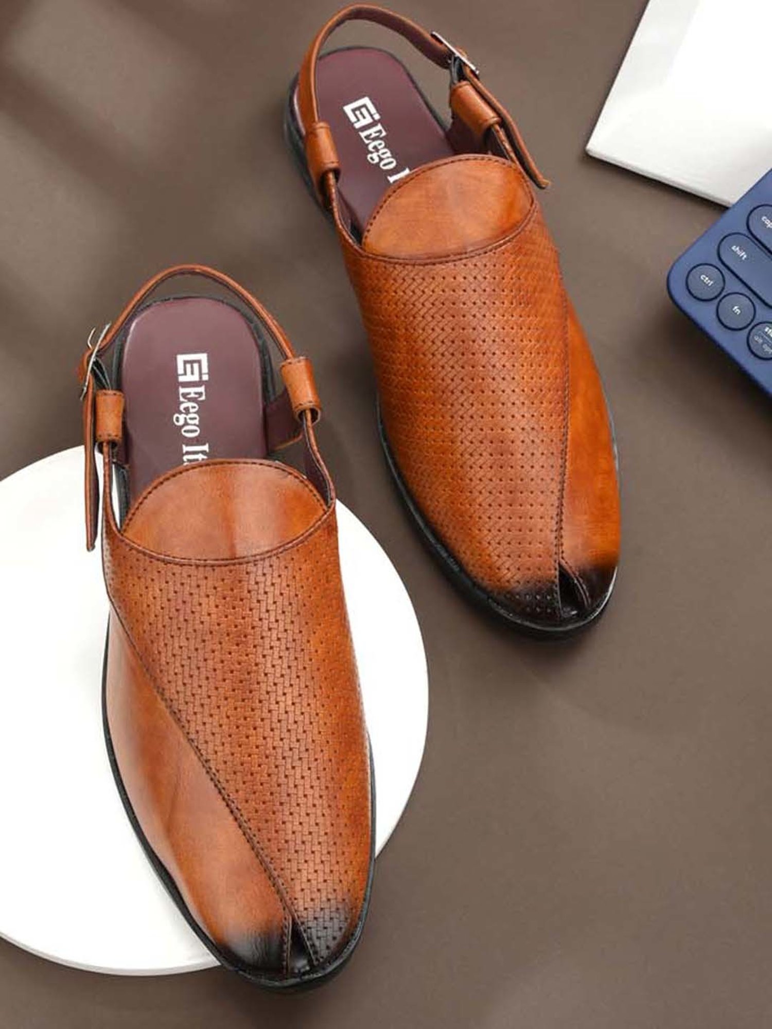 Eego Italy Men's Tan Back Strap Sandals