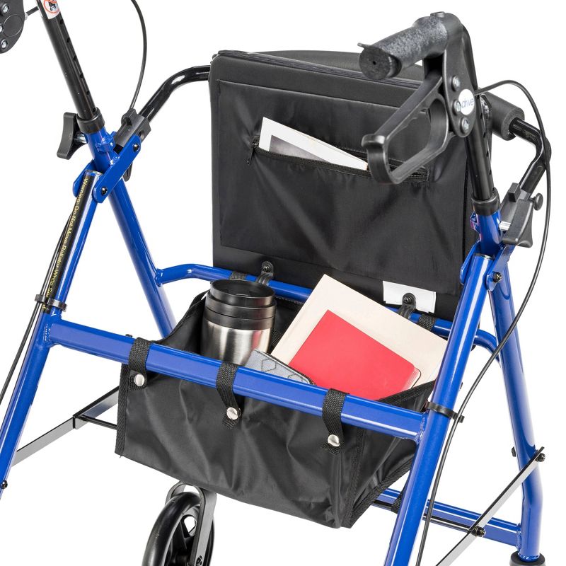 Drive Medical Walker Rollator with 6" Wheels, Fold Up Removable Back Support and Padded Seat, Blue
