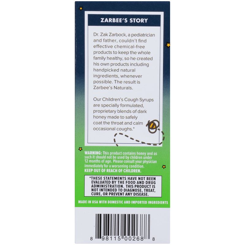 Zarbee's Naturals Children's Nighttime Cough Syrup & Mucus Reducer Liquid - Natural Grape - 4 fl oz